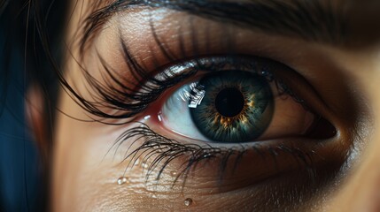 Fototapeta premium Close-Up of Persons Eye With Water Droplets