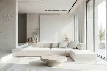 Fototapeta na wymiar Modern Interior Design of a Luxury Living Room all White.