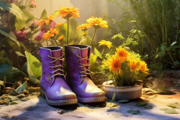garden garden boots, flower pots and other gardening supplies