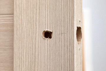 Installing a new door handle, closeup shot