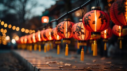 Naklejka premium Chinese New Year Celebrations and red Lantern Festival night 