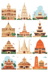 Landmarks of Indonesia illustrations of volcano landscape. Generative ai