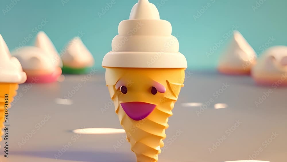 Poster smiling ice cream cone generative ai