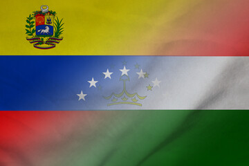 Obraz premium Venezuela and Tajikistan national flag international contract TJK VEN