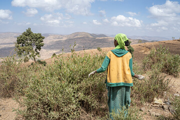 Landscape in the ethiopian highlands, Ethiopia, Africa