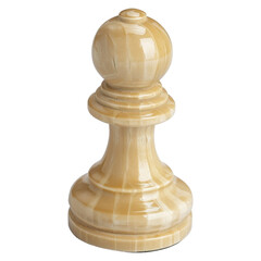 3D chess pawn piece, cream color, classic game, isolated on transparent background.