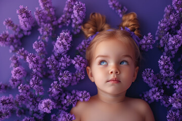 Fototapeta premium A proud parent against a soft lavender background, conveying the joys and responsibilities of parenthood. Concept of parental love. Generative Ai.