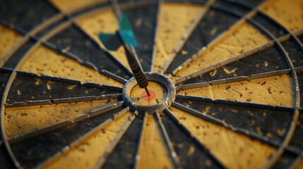 Obraz premium Dart in Bullseye - Concept of Precision and Success