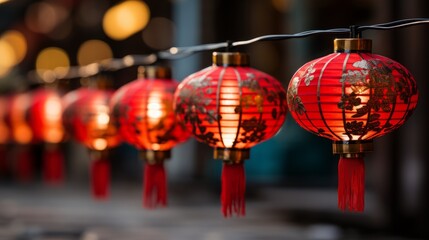 Obraz premium Chinese New Year Celebrations and red Lantern Festival night 