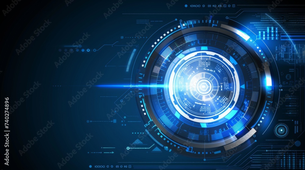 Aufkleber futuristic 3d paper circle with circuit board abstract background vector illustration