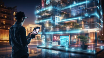 Man Standing in Front of TV in Room