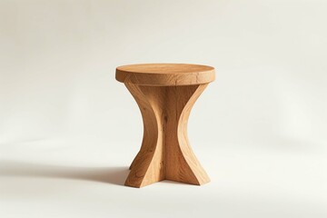 Wooden side table in with white backdrop
