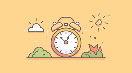 Managing Time Wisely: Cute Alarm Clock Illustration