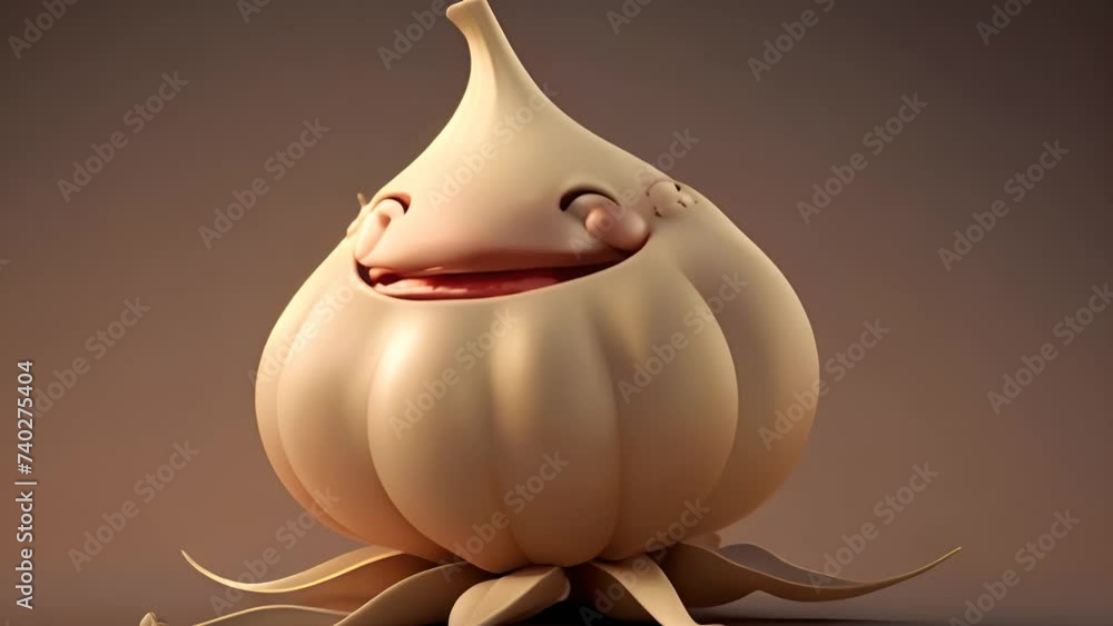 Aufkleber smiling garlic generative ai