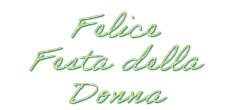 Felice Festa della donna - happy women's day written in Italian, yellow color, vector graphics for posters, cards, postcards, invitations, banners, advertising, green color	