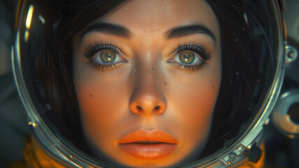 Close-up Portrait of a Woman Astronaut