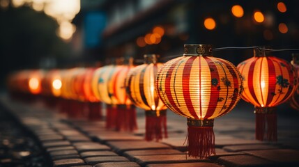 Fototapeta premium Chinese New Year Celebrations and red Lantern Festival night 