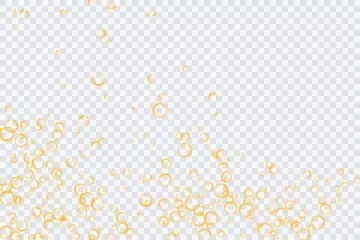 Fotobehang Golden air bubbles, oxygen, champagne crystal clear, isolated on a transparent background of modern design. Vector illustration of eps 10. © Yuriy