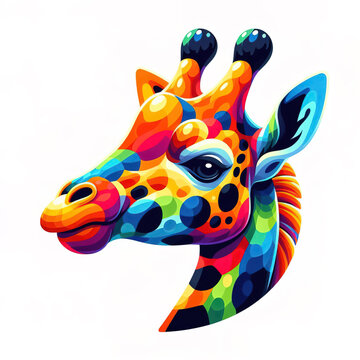 colorful Giraffe head logo. illustration on white background