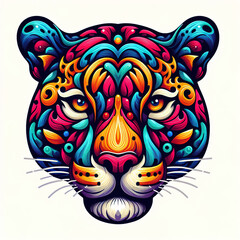 colorful Jaguar head logo. illustration on white background