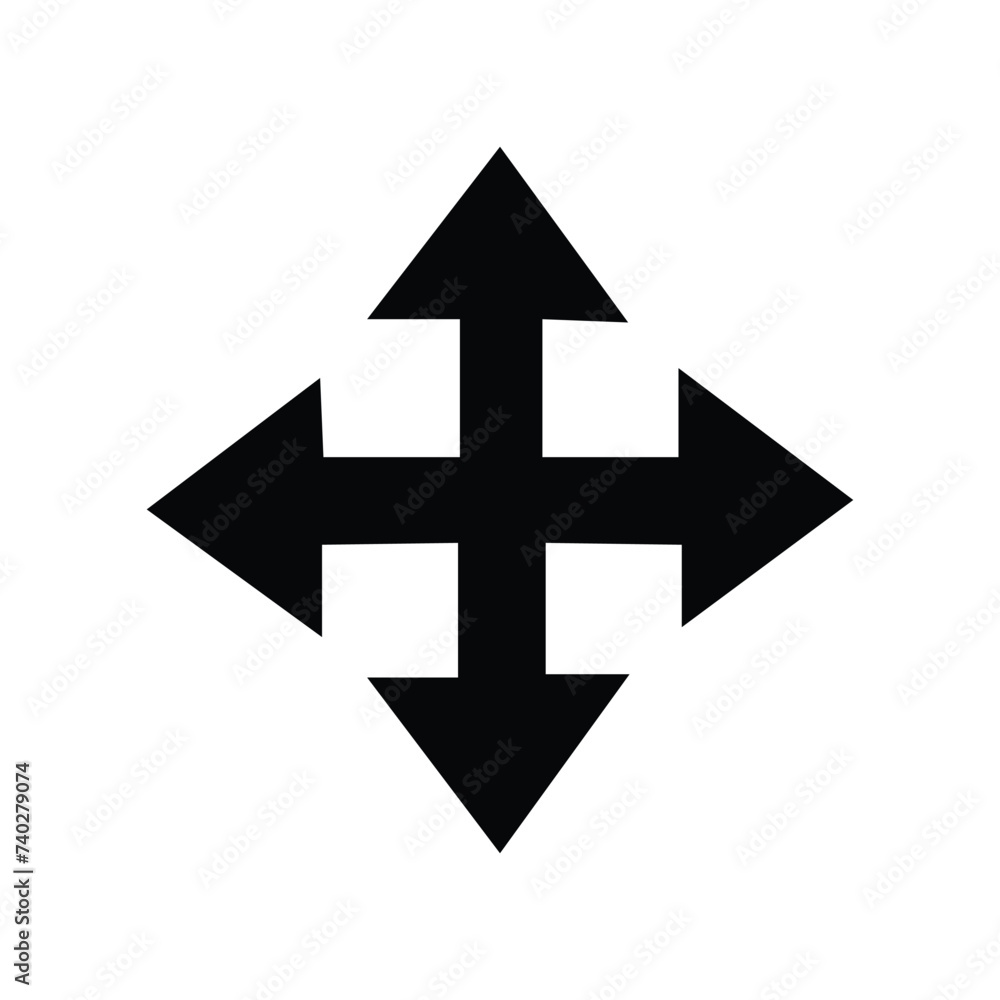 Aufkleber four arrows icon. different direction. navigation concept. cursor sign. simple line art. vector illu