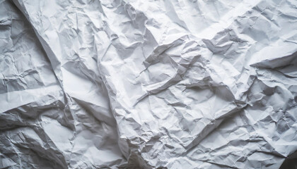 Blank white crumpled paper poster: textured backdrop for creativity, design, and messaging