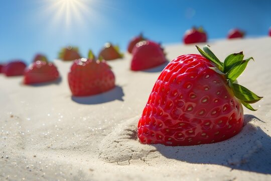 strawberry on the sand