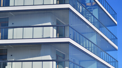 Modern architecture of urban residential apartment building. Apartment building exterior, residential house facade.