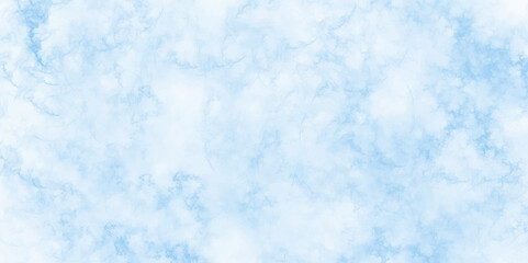 Aquarelle painted textured canvas design. Watercolor illustration of blue sky for background. Blue sky with white clouds background. Romantic sky. Abstract nature background of romantic summer blue.