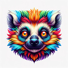 colorful Lemur head logo. illustration on white background