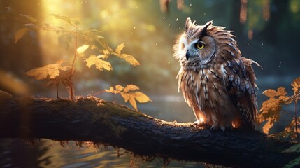 The serene beauty of nature unfolds as a fluffy owl enjoys the tranquility of an early September morning.