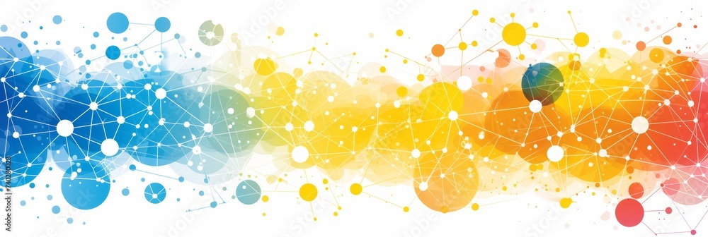 Poster geometric pattern abstract molecules on dark blue background vector design communication concept.