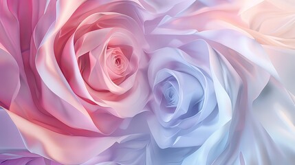 Ethereal Bloom: Abstract Rose Background in Two Colors on Blue and Pink_Generative AI