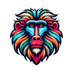 colorful Baboon head logo. illustration on white background