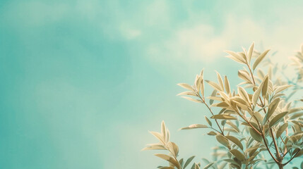 Fototapeta na wymiar green leaves with blue sky background