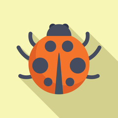 Sheet baby bug icon flat vector. Adorable insect. Ladybug forest creature