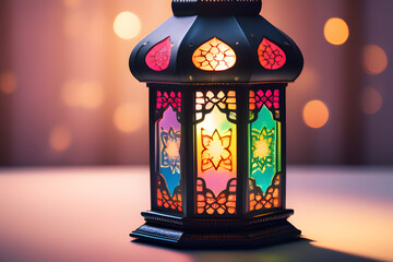 Muslim lantern with background with space for text. Ramadan celebration. Eid celebration