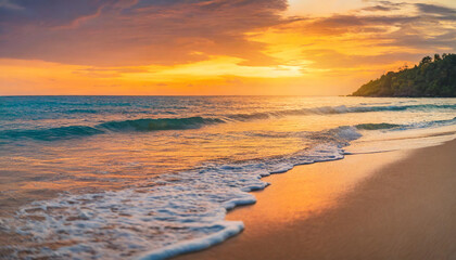 Fototapeta na wymiar sandy beach, panoramic seascape, inspiring tropical horizon