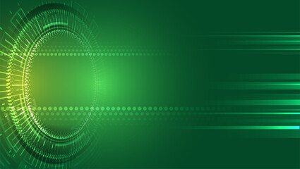 High tech banner. Technological geometric background consisting of circles on a green background. Internet communications, big data, digital technologies. © arthead