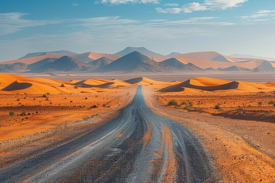Path across desert dunes