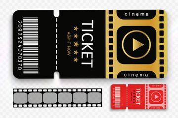 Ticket coupon movie symbol layout signTickets for attending an event or film on a transparent.
