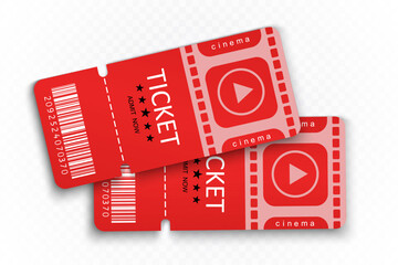 Ticket coupon movie symbol layout signTickets for attending an event or film on a transparent.
