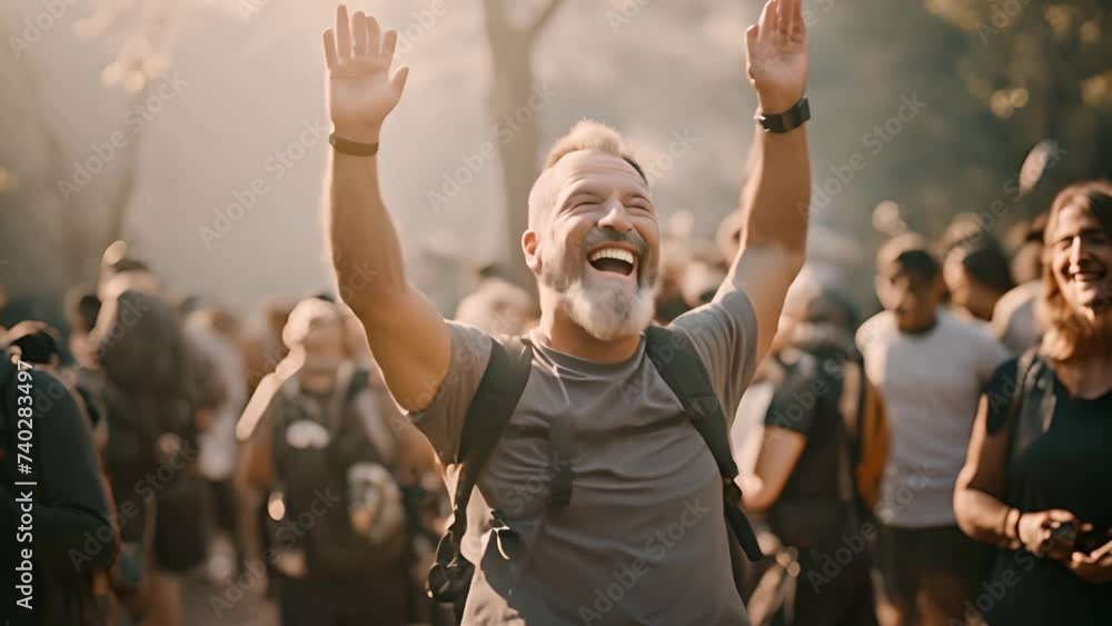 Aufkleber man with beard standing in front of group of people generative ai