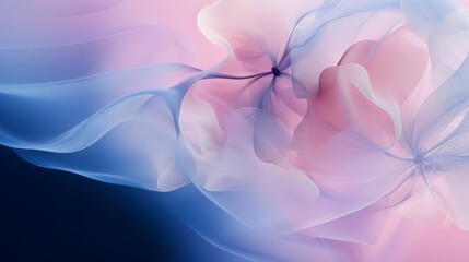 Serene calming soft pastel gradient minimalistic background, a fluid flowing abstract banner, dreamy subtle and soothing the senses, flower, concept