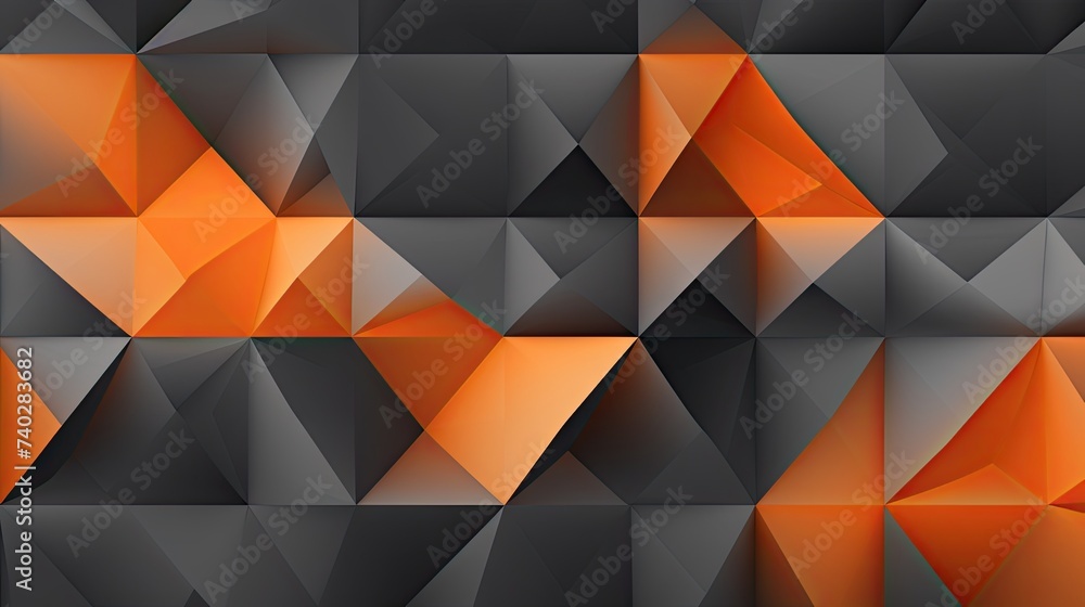 Poster dynamic black and orange abstract geometric background with triangles