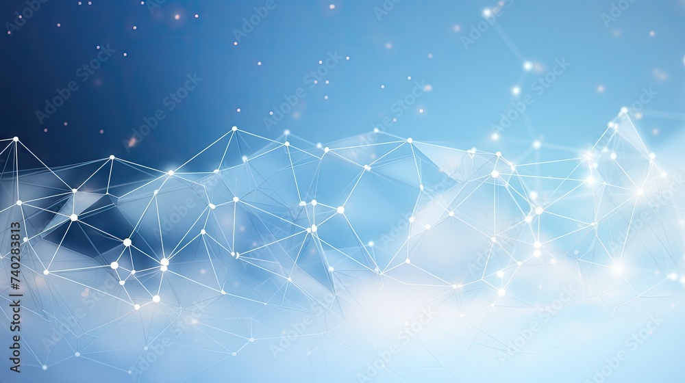 Poster abstract blue and white digital background with complex lines and visualizations