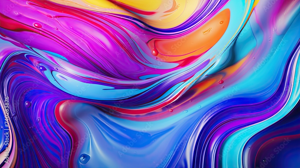 Poster vibrant fluid artistic background with colorful oil slicks creating a mesmerizing rainbow display
