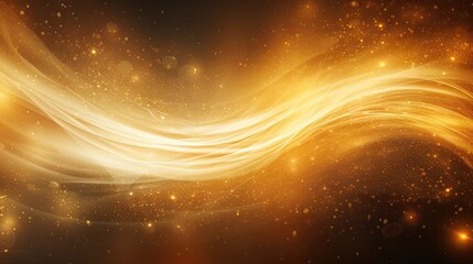 Elegant Gold Abstract Background with Flowing Waves and Sparkling Stars