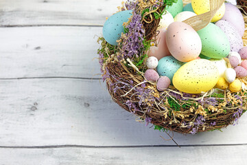 easter eggs in a basket