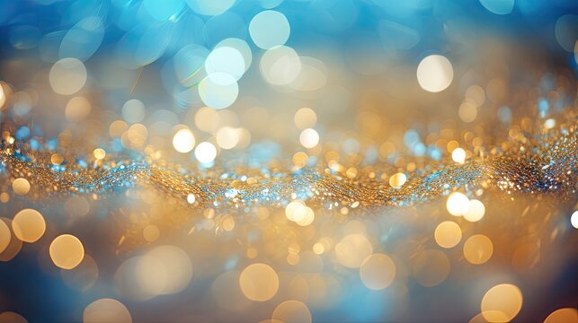 Mesmerizing Blue and Gold Lights Creating a Dreamy Background of Glittering Elegance